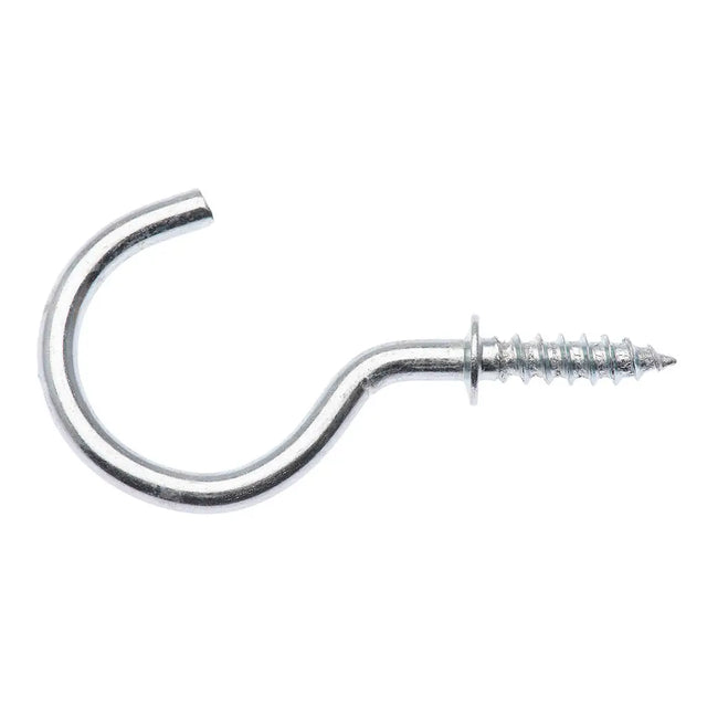 Metal hook with screw on a white background