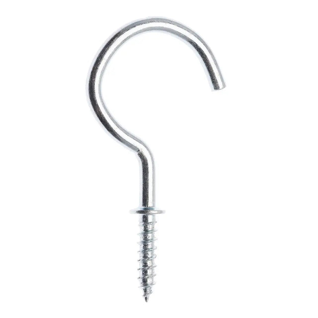 Metal hook with screw on a white background