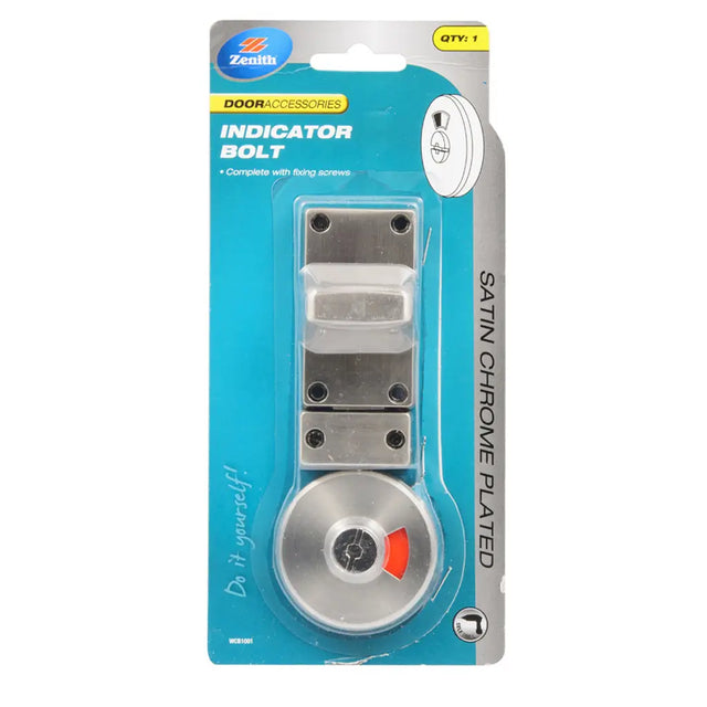Satin chrome indicator bolt packaging with blue background
