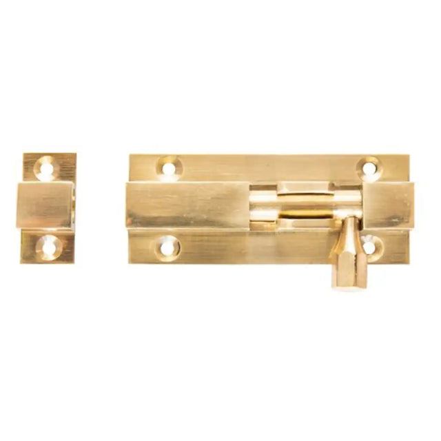 Gold metal latch on a white background