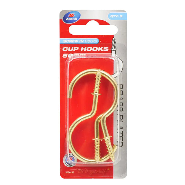 Packaged cup hooks with a red background and visible brand logo.