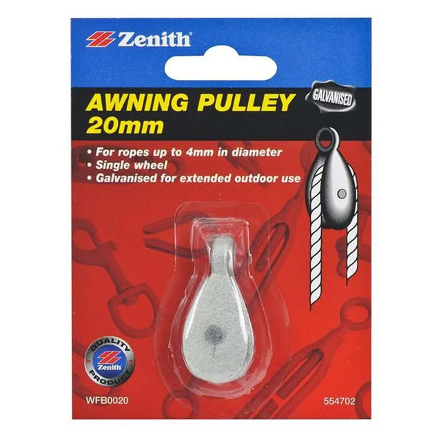 Zenith awning pulley packaging with product and branding details.