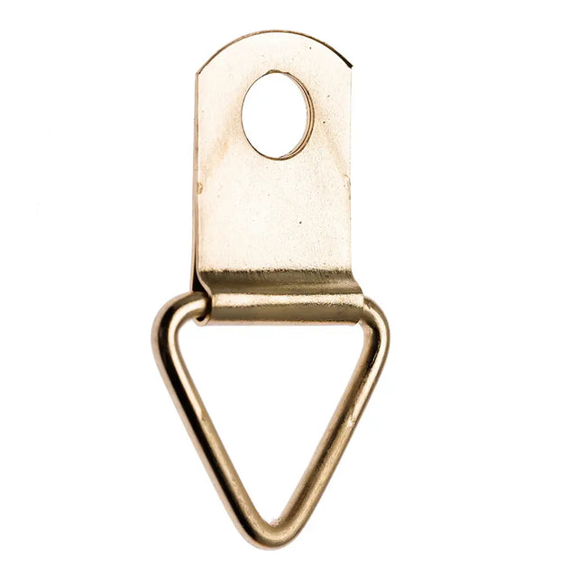 Gold metal hook on a white background
