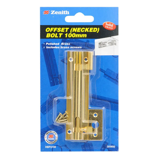 Zenith offset necked bolt packaging with blue background