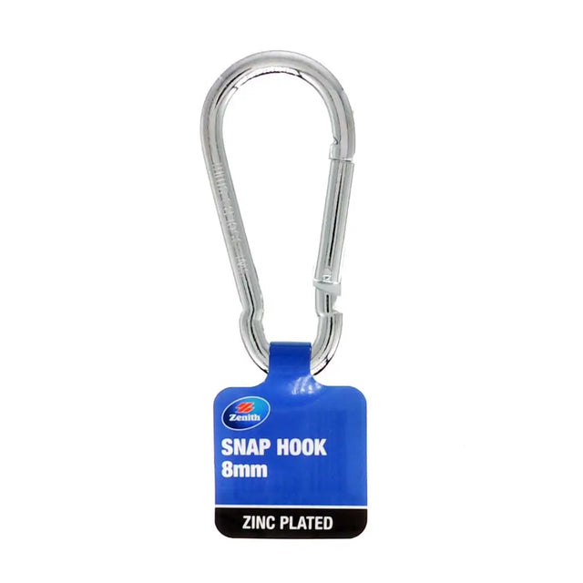 Blue snap hook with silver carabiner on a white background