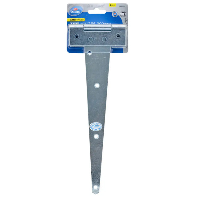 Metal tee hanger on a white background with a brand label.