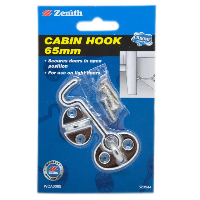 Zenith cabin hook packaging with blue background and clear window