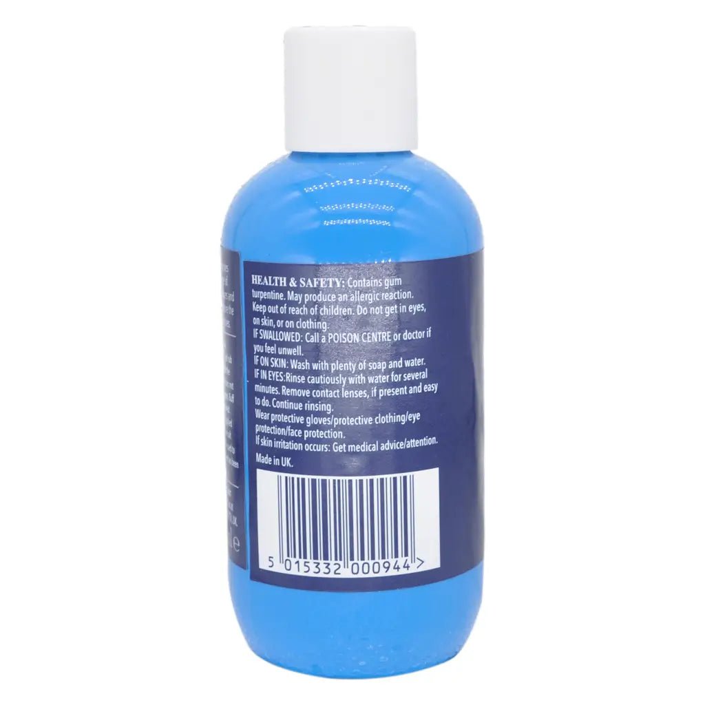 Blue bottle with a white cap on a white background