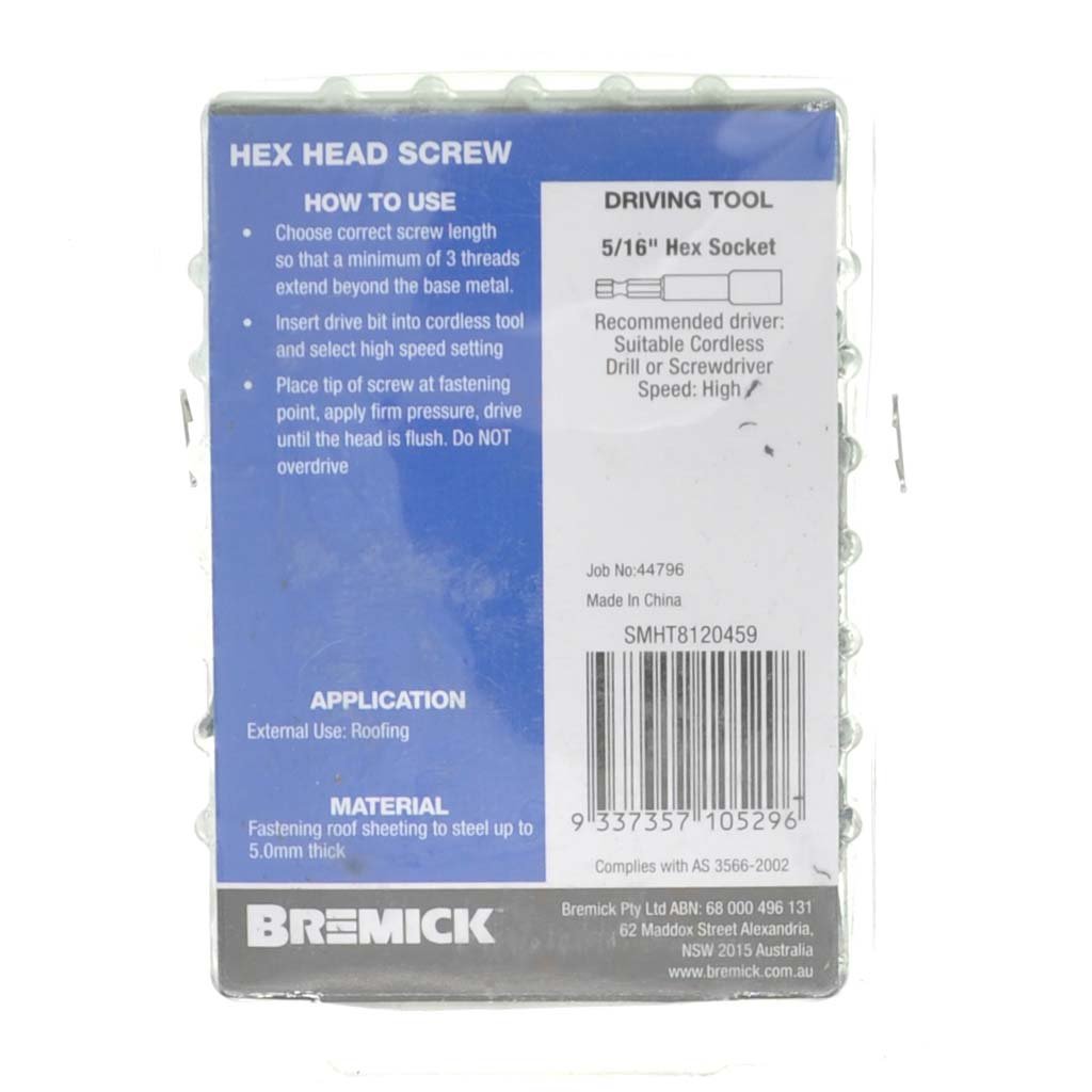 Bremick 12gX51mm Hex Head Screw With Seal For Metal 50pcs SMHT8120459