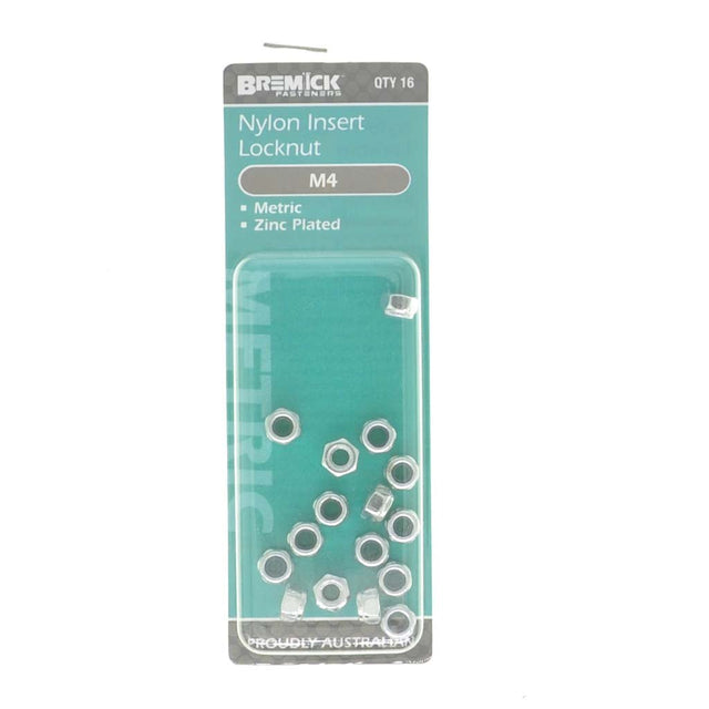 Bremick Nylon Insert Lock Nut M4 Zinc 16Pcs NNYMZ0400P4
