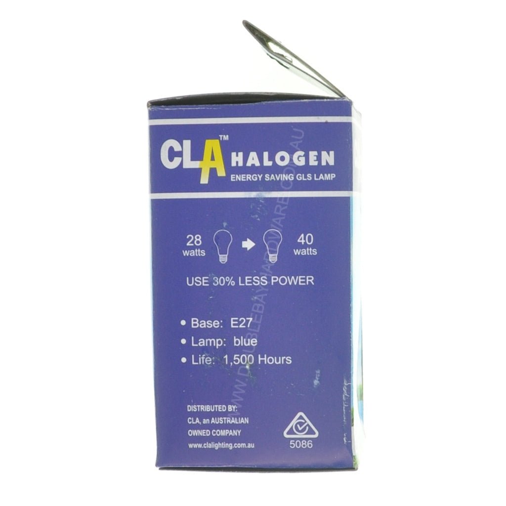 CLA GLS Coloured Halogen Light Bulb E27 240V 28W Blue