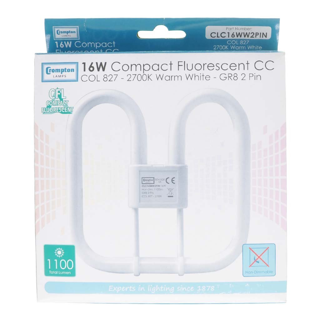 Crompton 2D Butterfly Fluorescent Tube GR8 16W/827 2Pins CLC16WW2PIN