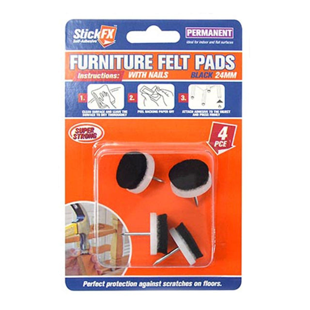DURAMAX Furniture Felt Pads With Nails Black 24mm HAR - 514