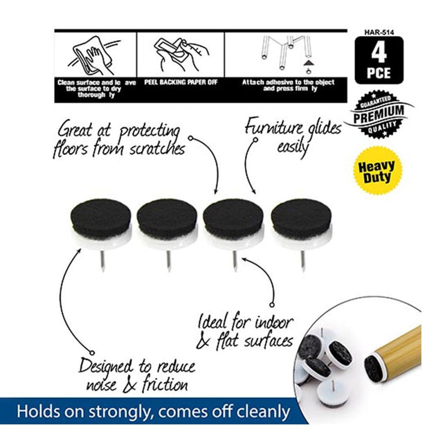 DURAMAX Furniture Felt Pads With Nails Black 24mm HAR - 514