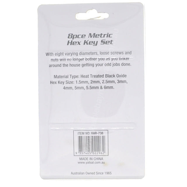 DURAMAX Metric Hex Key Set 8Pcs HAR - 738