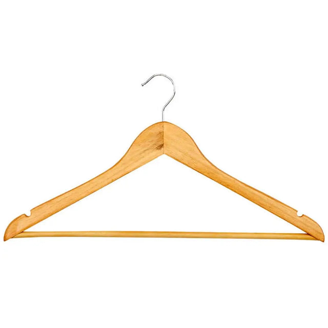 Wooden hanger on a white background
