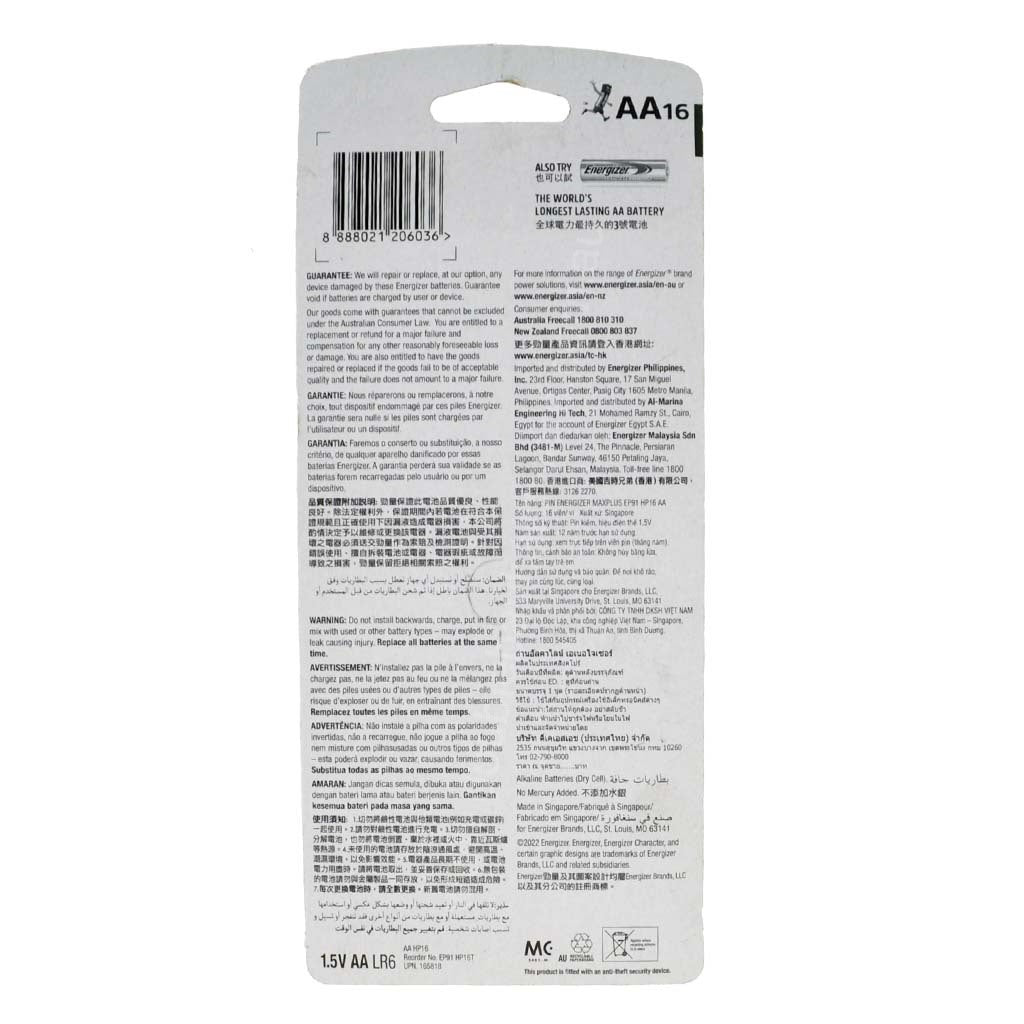 Energizer Max Plus AA Battery 16Pcs LR6