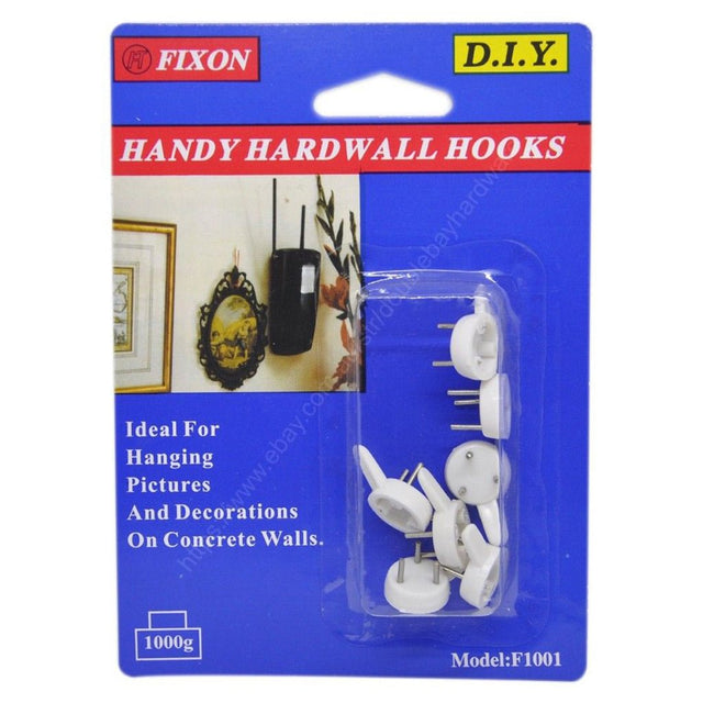 FIXON Handy Hardwall Nail Hooks On Concrete Wall 1000g 7Pcs F1001