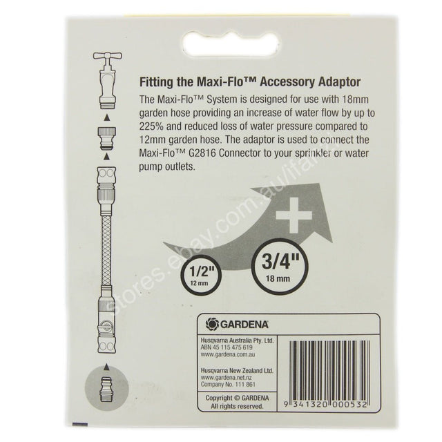 GARDENA Maxi - Flo Adaptor (3/4" BSP Thread) for 18mm Hose G2821