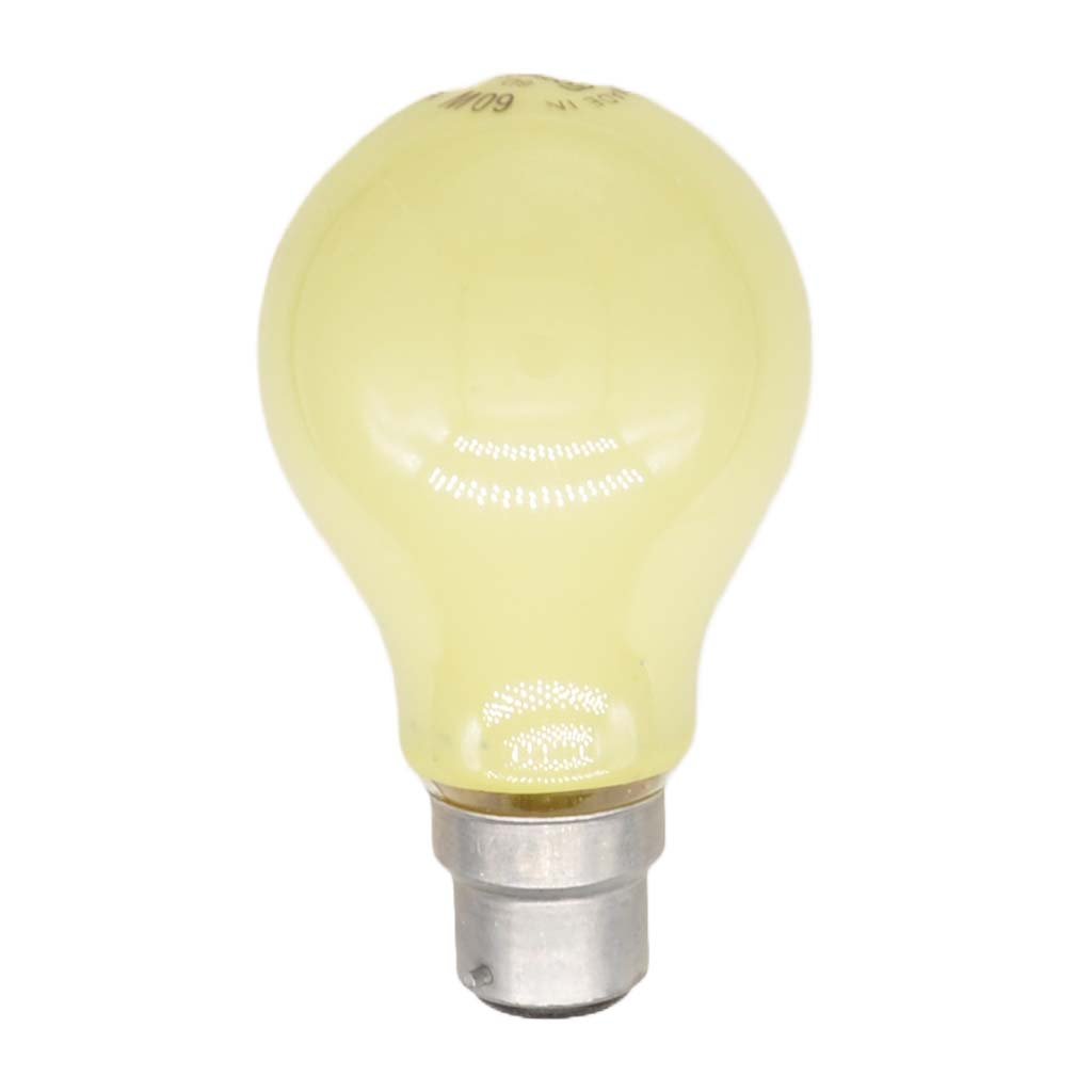 GE GLS Coloured Incandescent Light Bulb B22 250V 60W Yellow