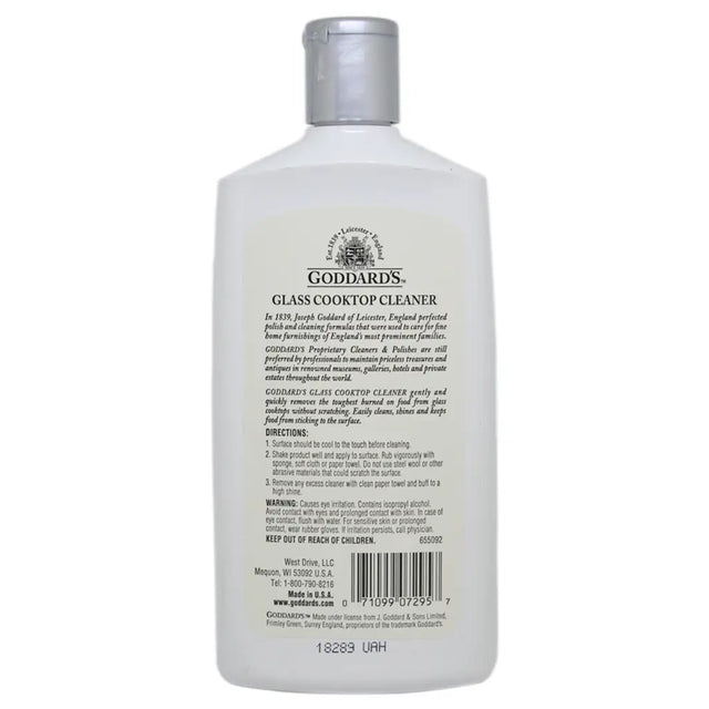 Bottle of Goddard's Glass Cooktop Cleaner on a white background