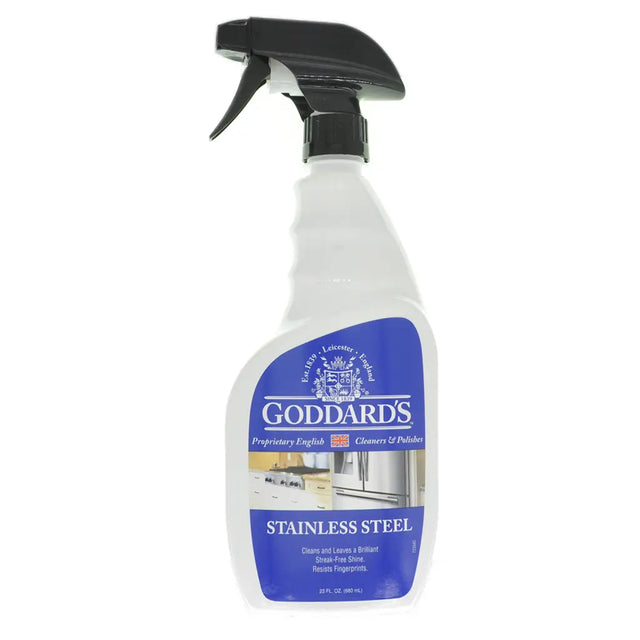 Goddard's stainless steel cleaner spray bottle on a white background