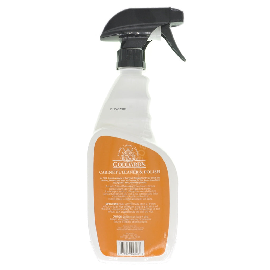 Cleans and protects cabinet and wood, with Lemon Oil and Bees Wax. Protects against scratches, water marks and stains.