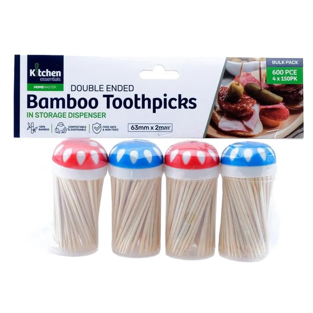 Home Master Double Ended Bamboo Toothpicks Bulk Pack 600Pcs 203833