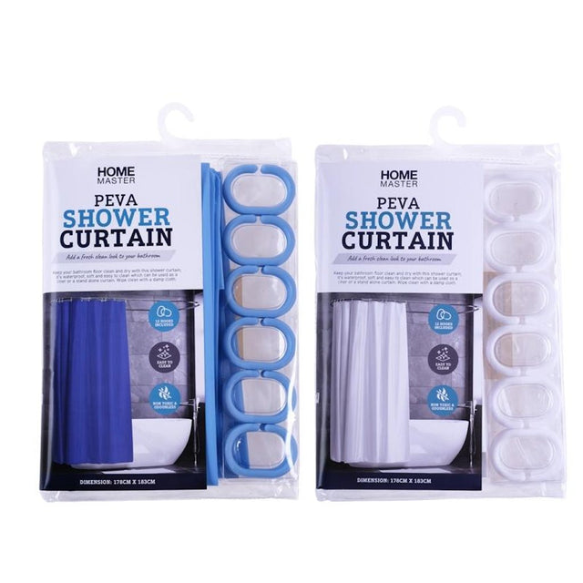 HOME MASTER PEVA Shower Curtain 1.8M With Hooks 218455