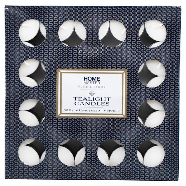HOME MASTER Tealight Candles Unscented 20x35mm 9 Hours 50Pcs 145140