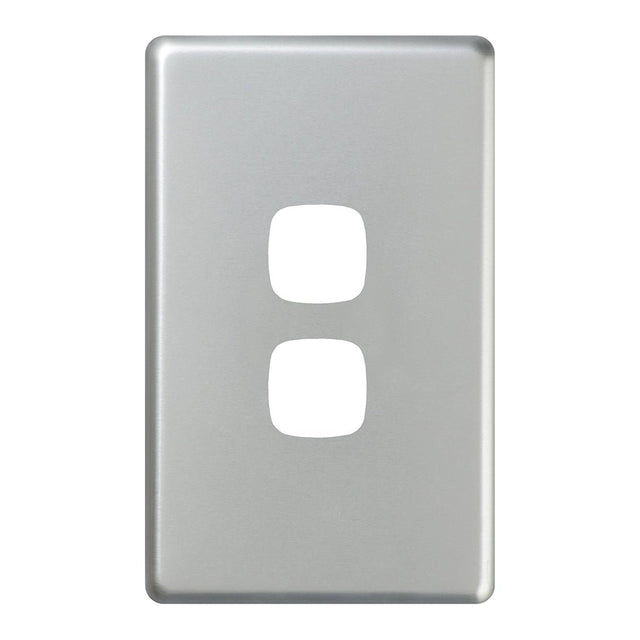 HPM Excel 2 Gang Switch Coverplate Matt Silver CDXL7702PLMS
