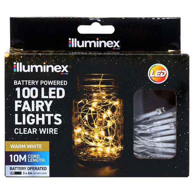 illuminex Battery Fairy Lights Warm White 100LED 249237