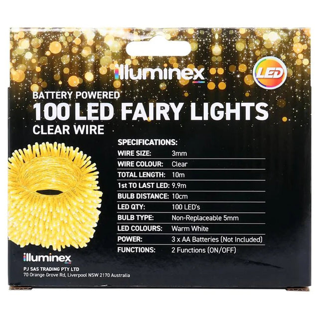 illuminex Battery Fairy Lights Warm White 100LED 249237