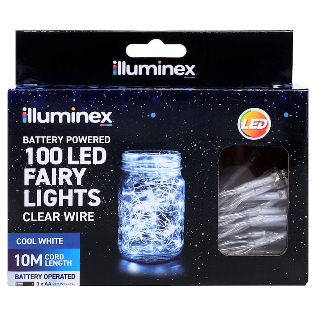 illuminex Battery Fairy Lights Cool White 100LED 249251