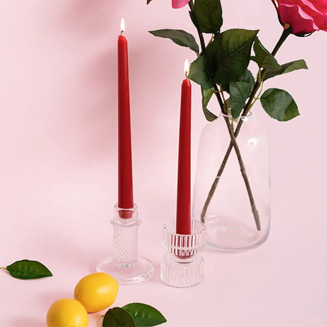 KERI Taper Dinner Candle 2x25cm Red Dripless 6Pcs