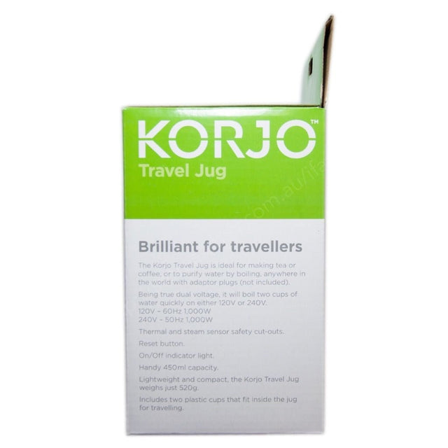 KORJO 400ml Dual Voltage Portable Kettle Travel Jug with 2 Water Cups TJ50D