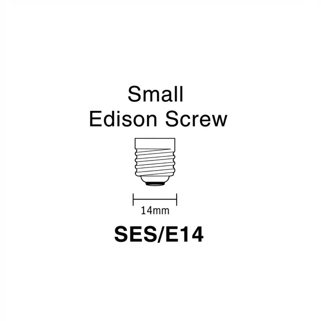 Illustration of a small Edison screw with dimensions on a white background