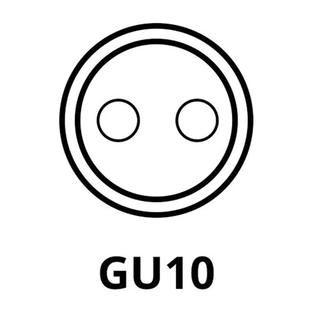 GU10 light bulb base symbol on a white background