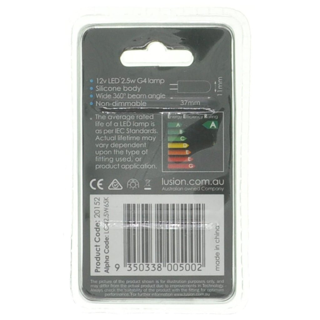 Lusion Bi - Pin LED Light Bulb G4 12V 2.5W C/DL Clear 20152