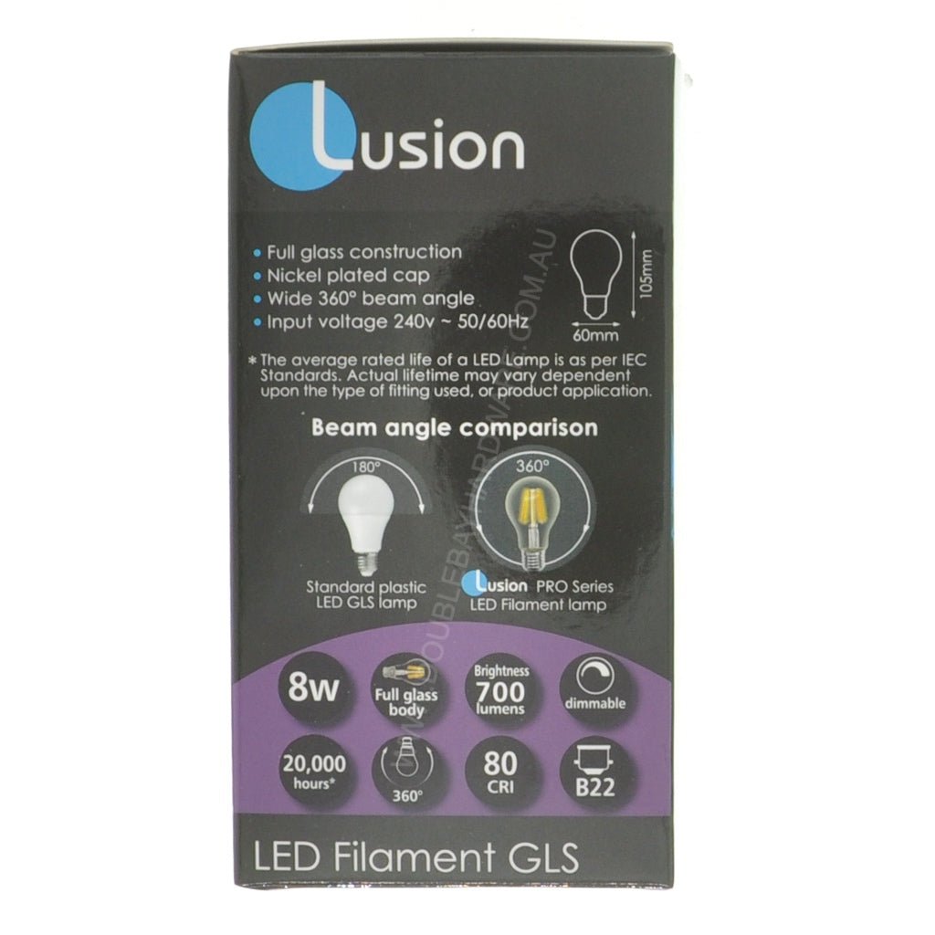 Lusion GLS Filament LED Light Bulb B22 240V 8W C/DL 20511