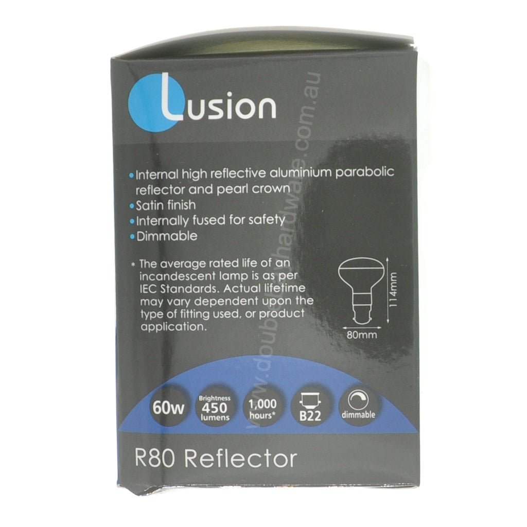 Lusion R80 Incandescent Reflector Light Bulb B22 240V 60W 30711