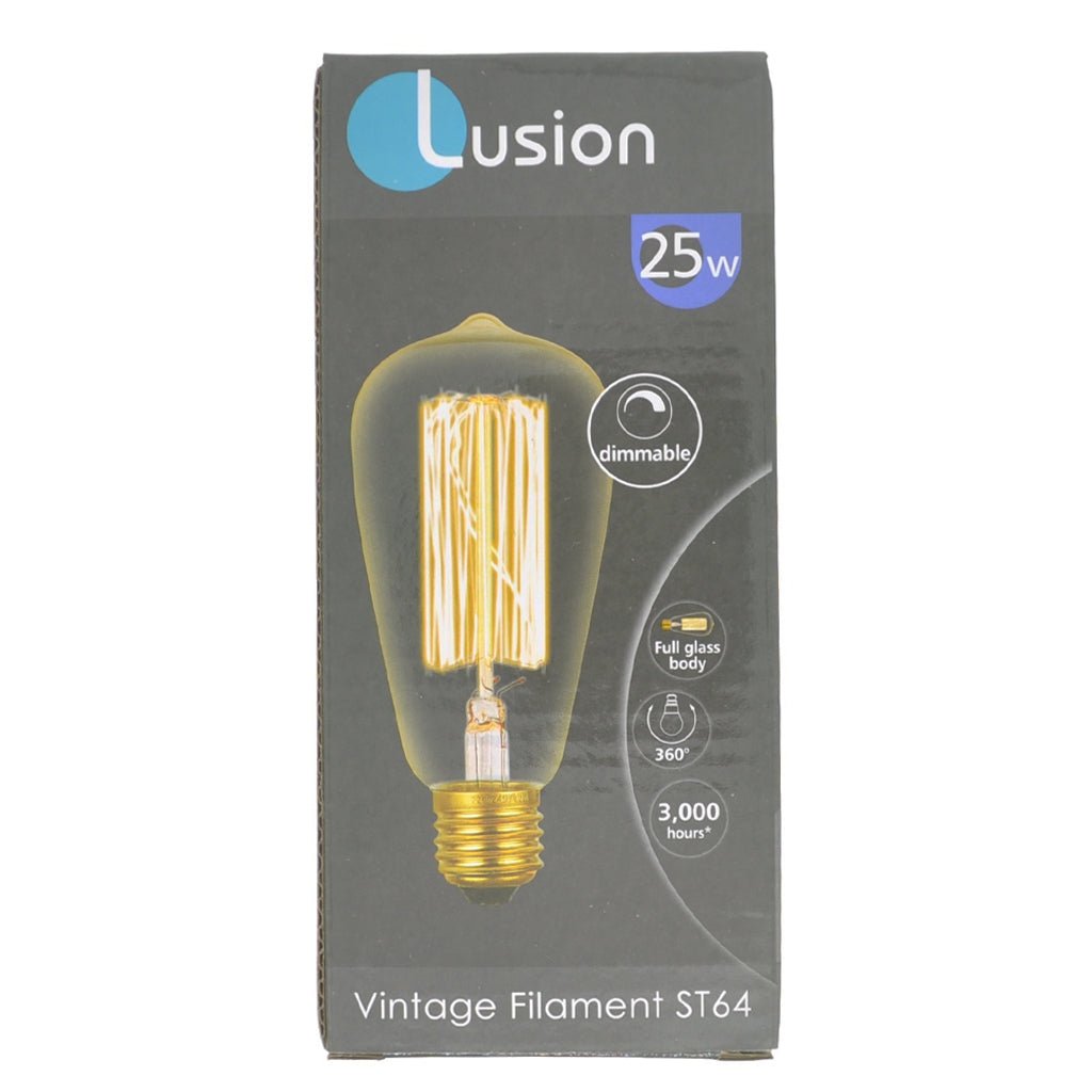 Lusion ST64 Vintage Filament Light Bulb E27 240V 25W W/W 60007