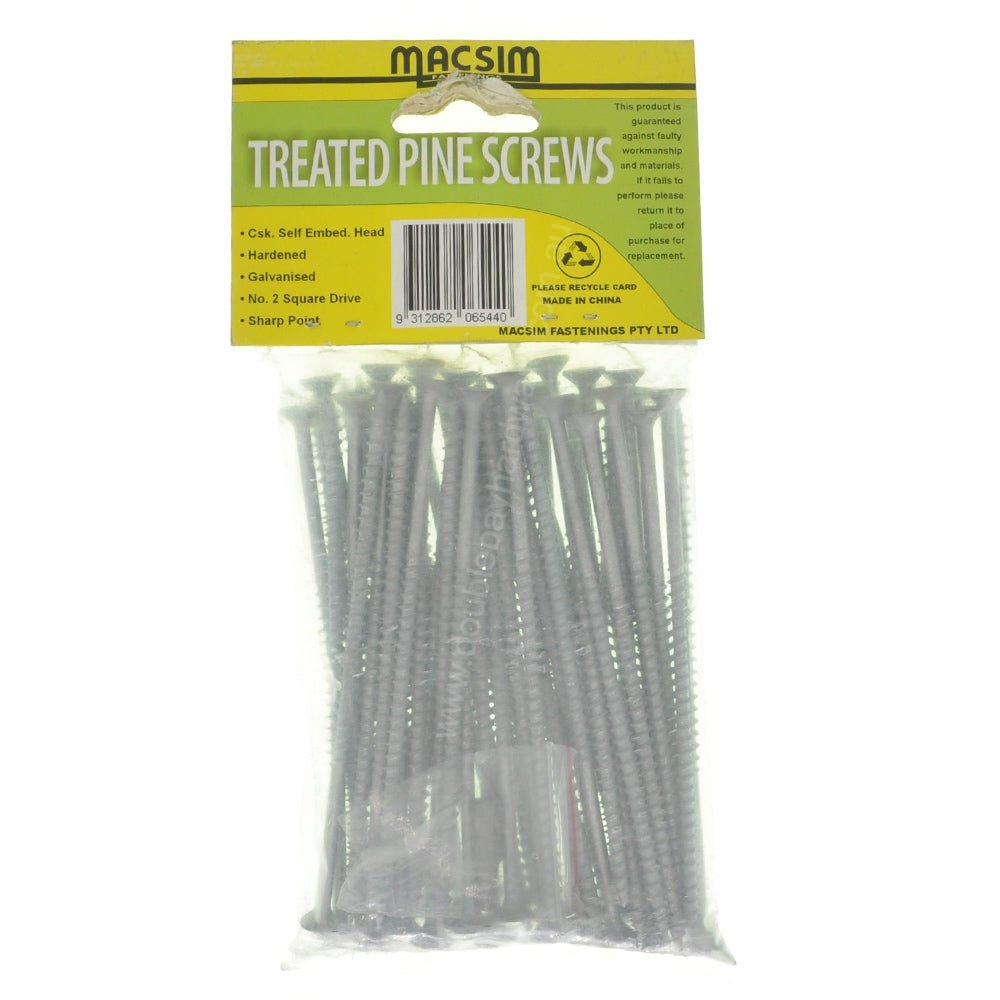 MACSIM 10G - 10x125mm Countersunk TREATED PINE Screw Galvanised 24TGS125