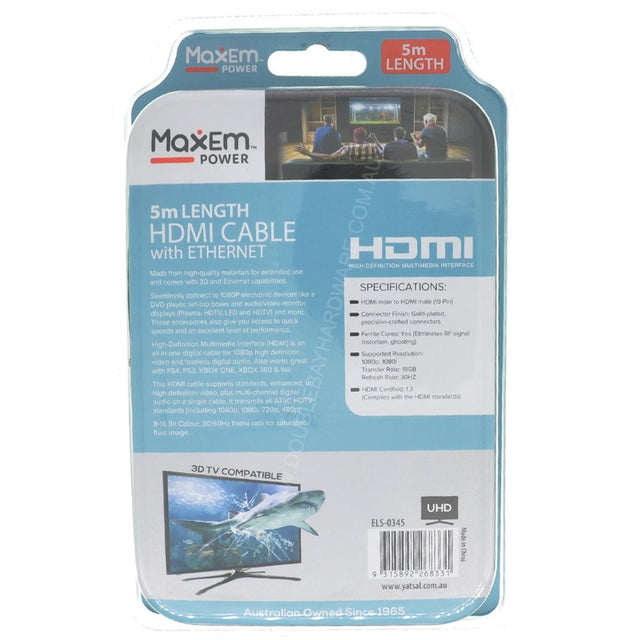 MaxEm HDMI Cable With Ethernet 5m ELS - 0345