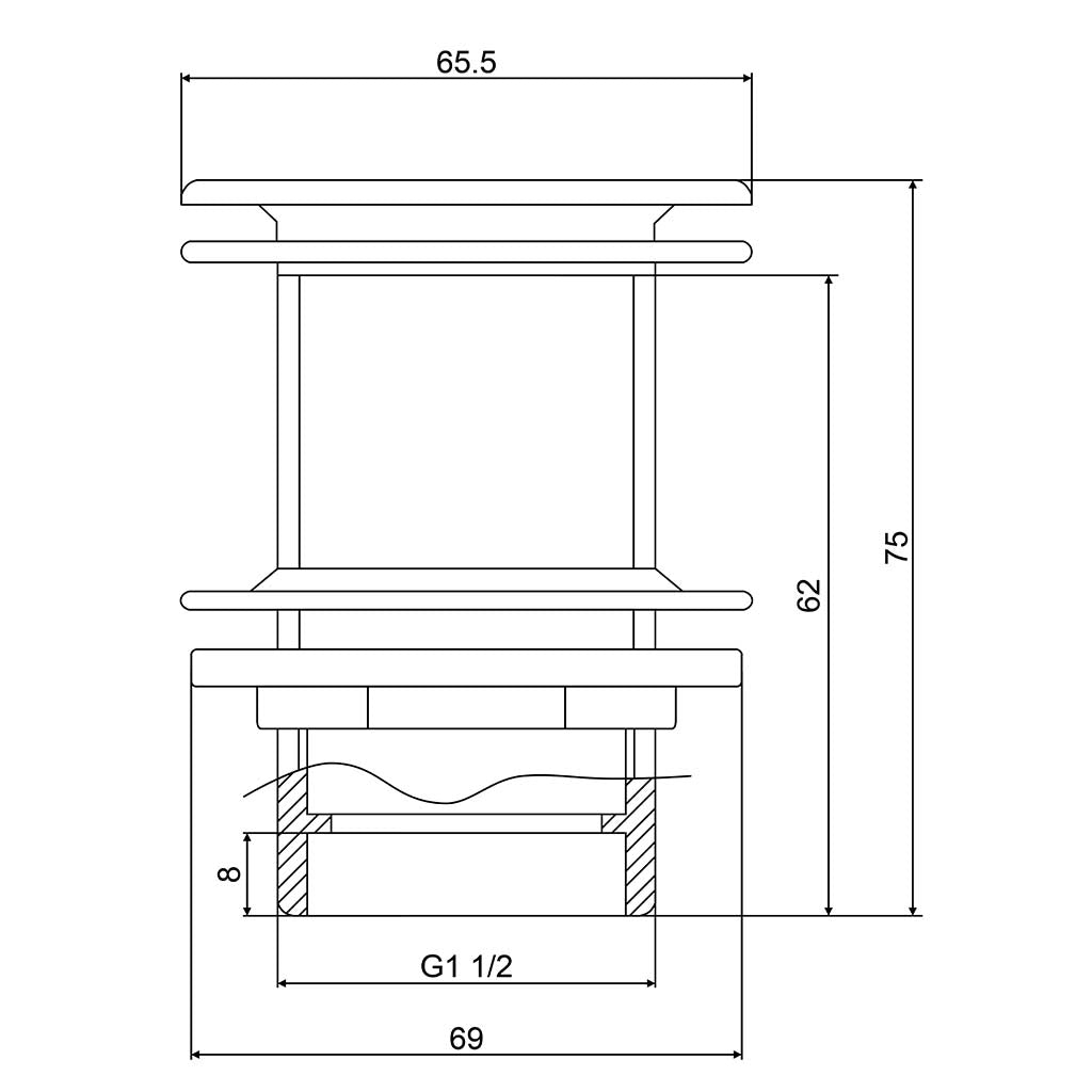 Mildon Pop Up Waste Chrome 40x70mm 1084