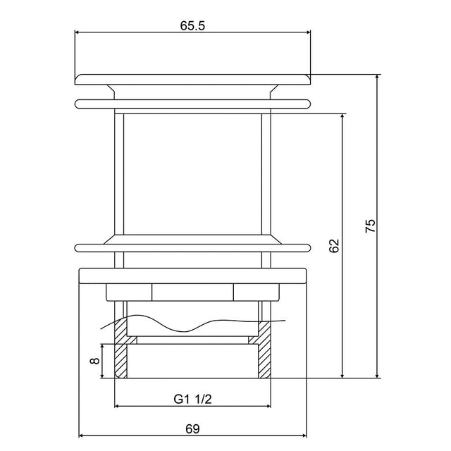 Mildon Pop Up Waste Chrome 40x70mm 1084