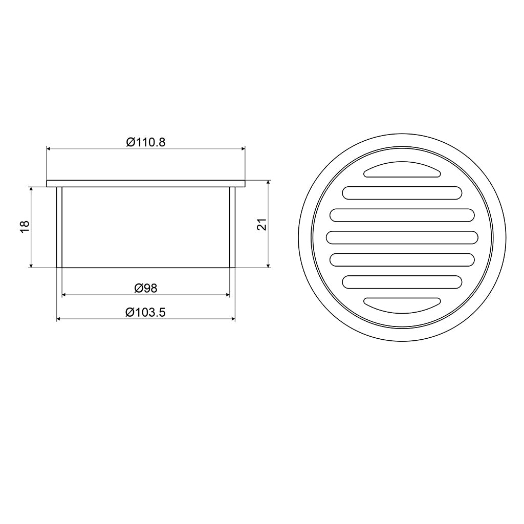 Mildon Round Grate Light Brass Lug Lock in Chrome 100mm 11052T