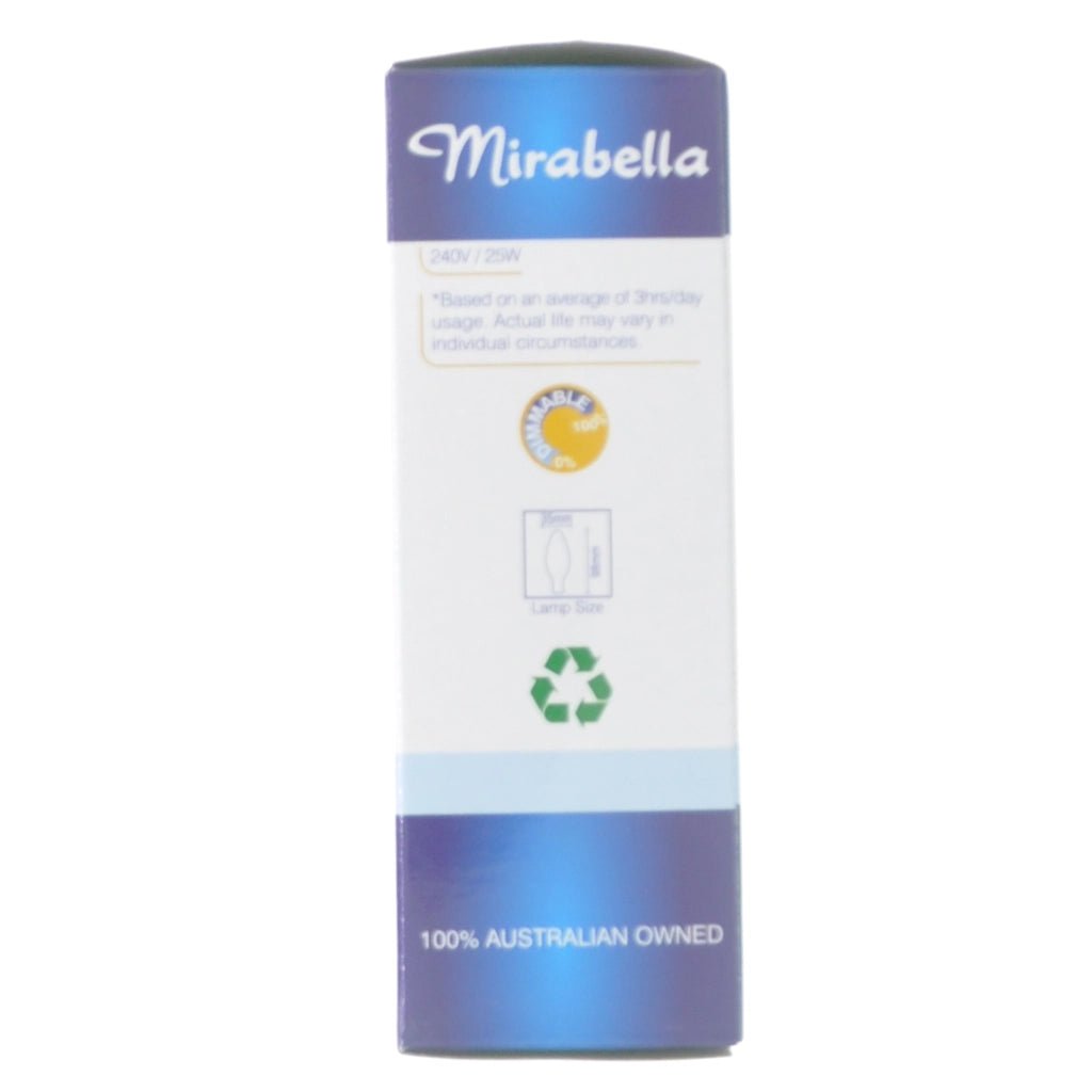 Mirabella Candle Incandescent Light Bulb B22 240V 25W Clear 2Pcs