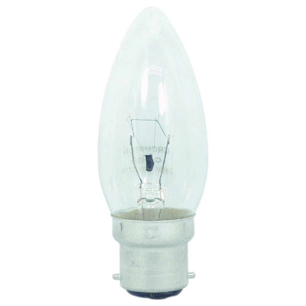 Mirabella Candle Incandescent Light Bulb B22 240V 25W Clear 2Pcs
