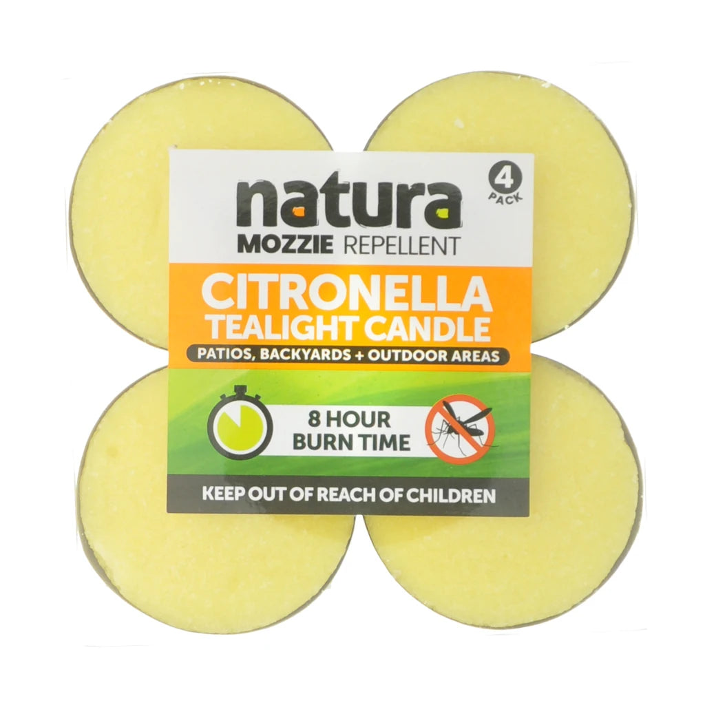 natura Citronella Tealight Candle 8HR 4Pcs CAN-116